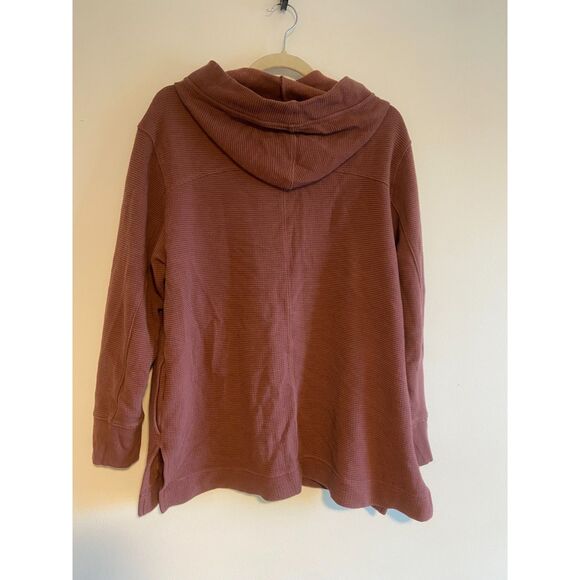 Athleta Coaster Luxe Waffle Hoodie Top in Tawny Rose SIZE MEDIUM - Picture 3 of 6